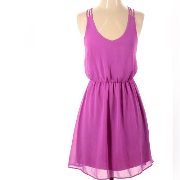 Lush mauve triple strap racerback chiffon dress size medium - Picture 2 of 7